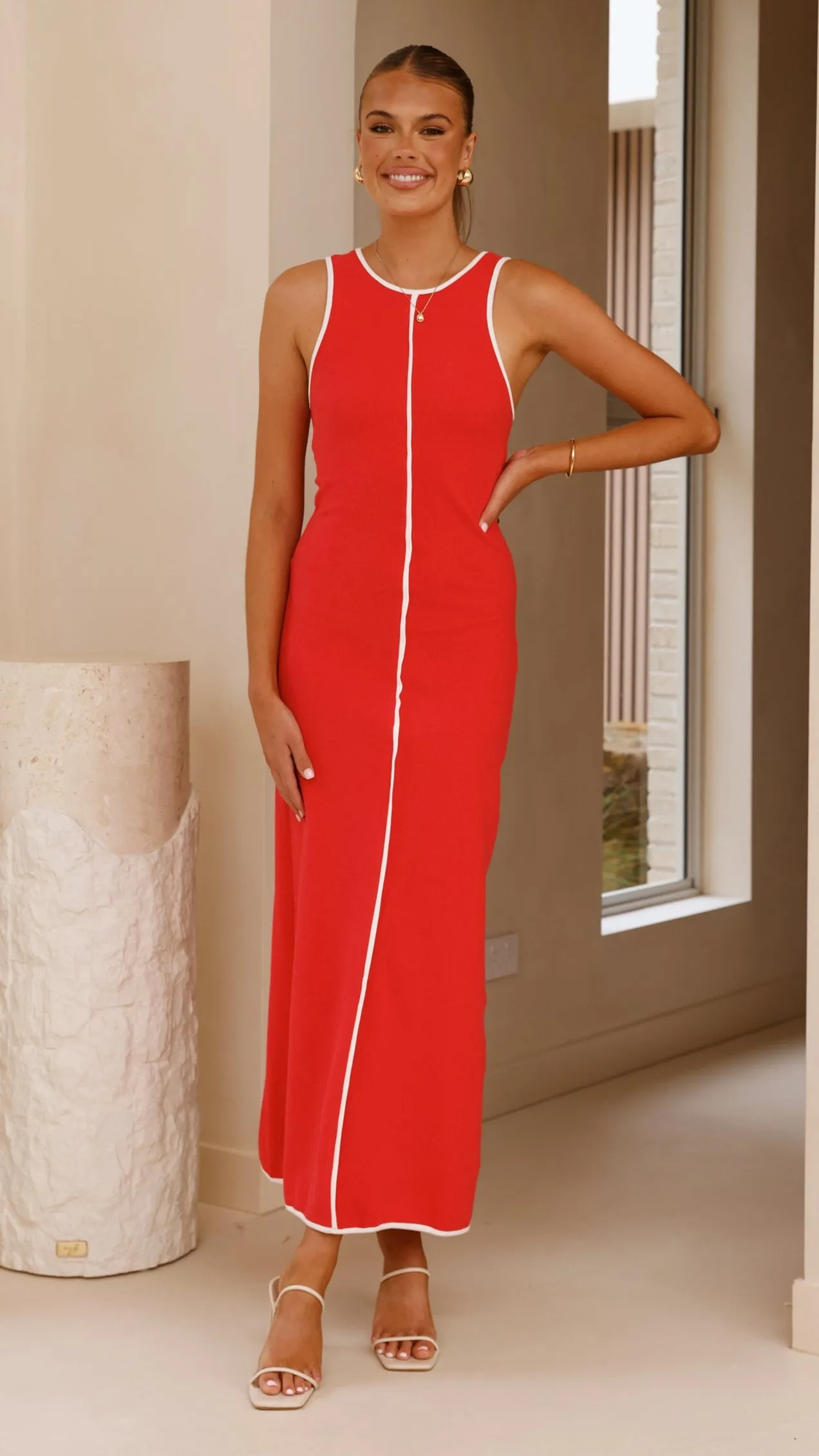 Milli Maxi Dress - Red/White