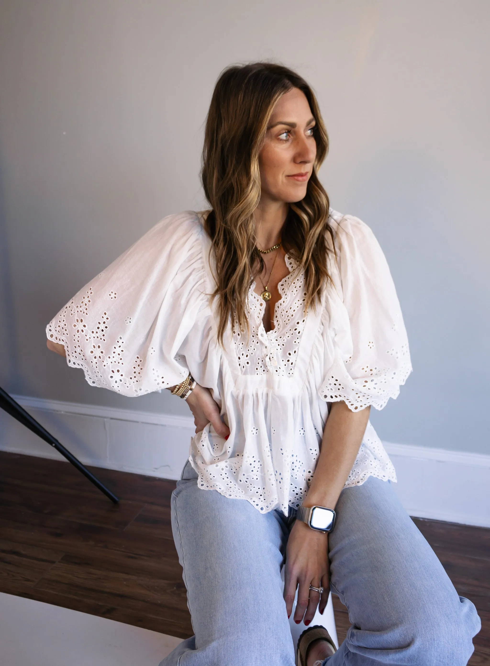 Milly Eyelet Blouse - Final Sale