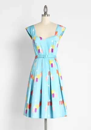 Modcloth X Collectif Cosmically Colorful Cats Swing Dress