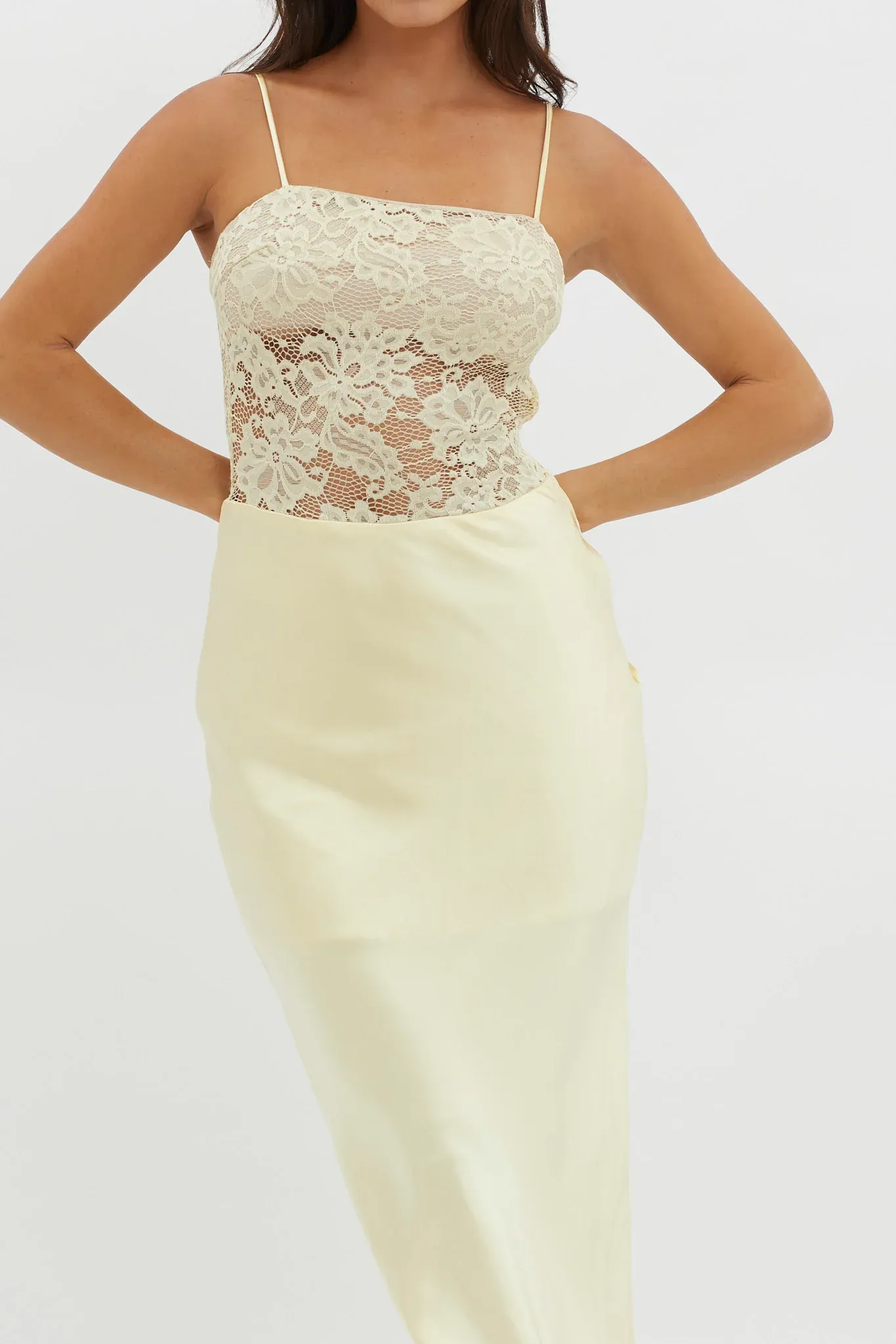 Moon Magic Floral Bodice Dress Lemon