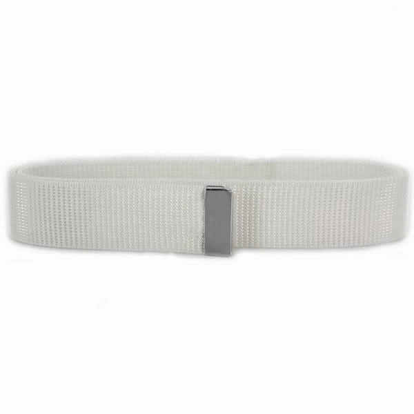 Navy Belt: White Nylon with Silver Mirror Tip - female