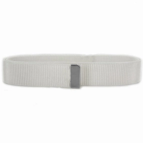 Navy Belt: White Nylon with Silver Mirror Tip - female