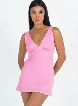 Nellie Mini Dress Pink Linen