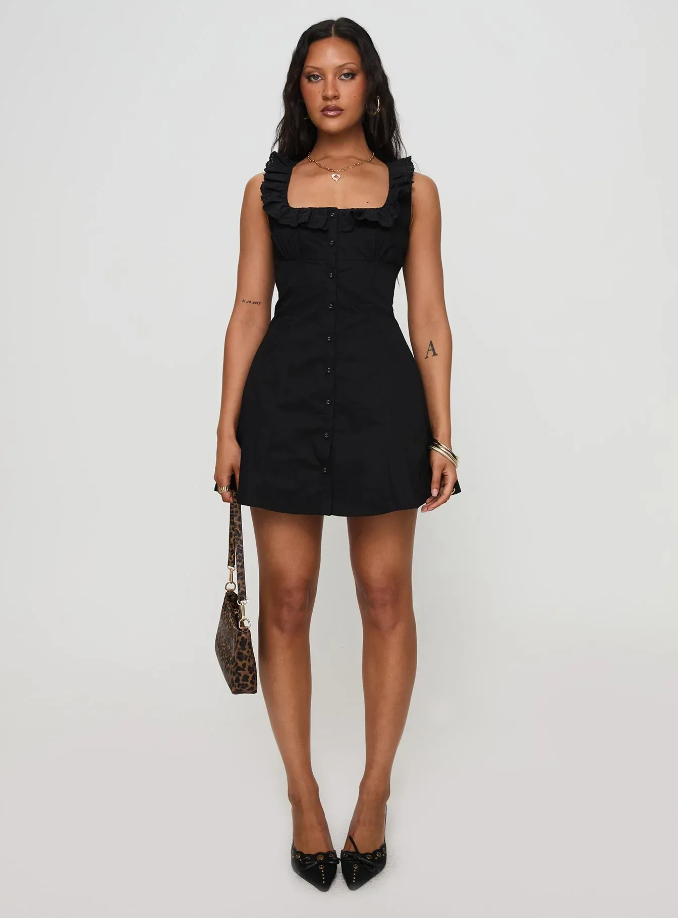 Oliveah Frill Mini Dress Black