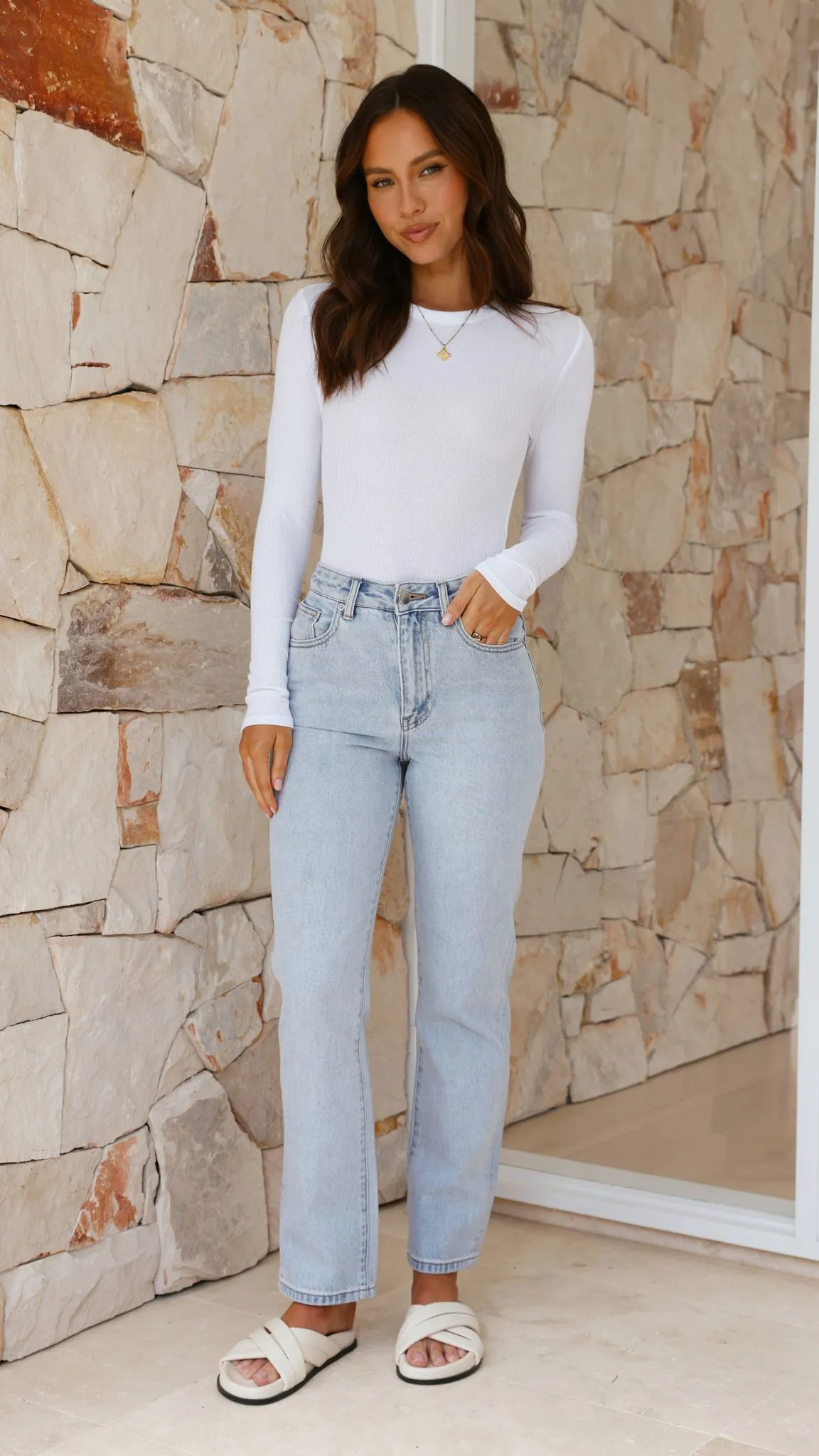 Organic Rib LS Tee - White