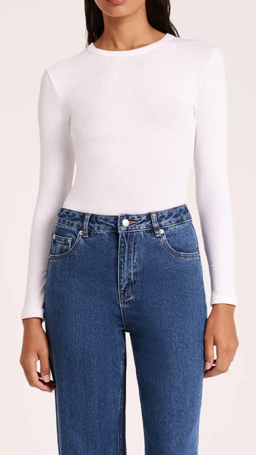 Organic Rib LS Tee - White
