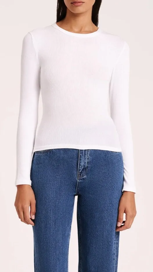 Organic Rib LS Tee - White