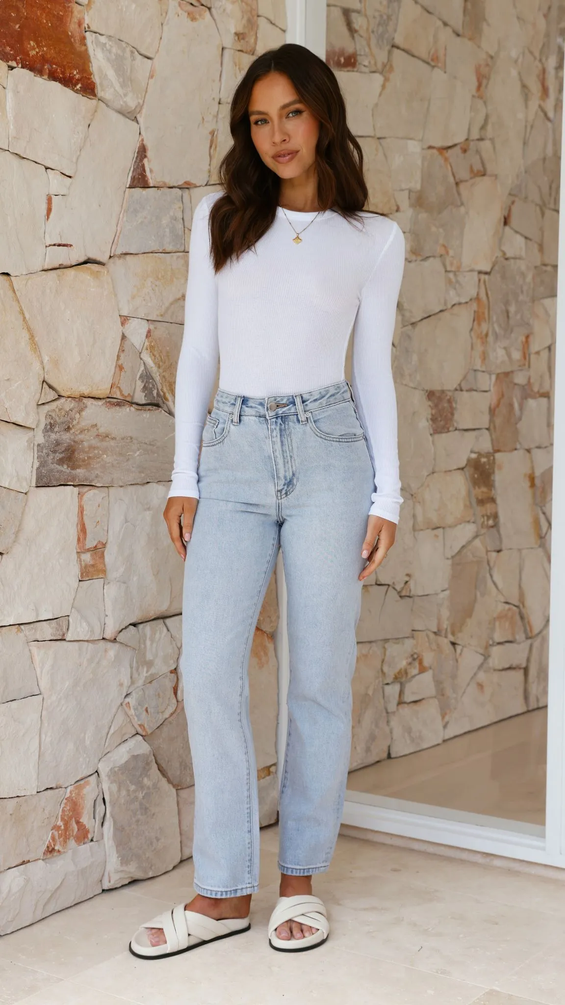 Organic Rib LS Tee - White