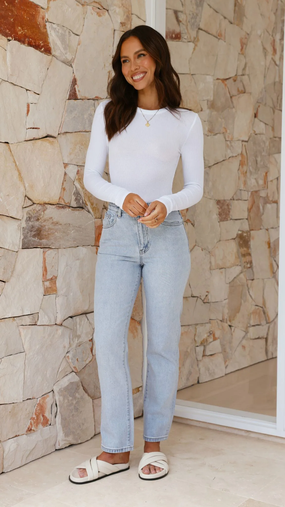 Organic Rib LS Tee - White