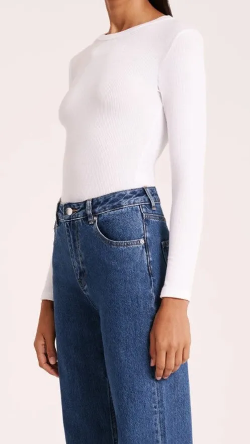Organic Rib LS Tee - White