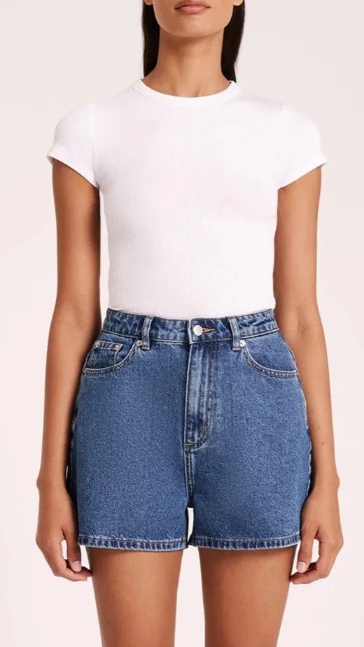 Organic Rib SS Tee - White