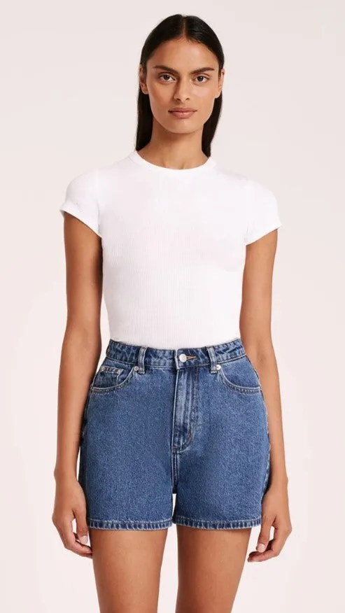 Organic Rib SS Tee - White