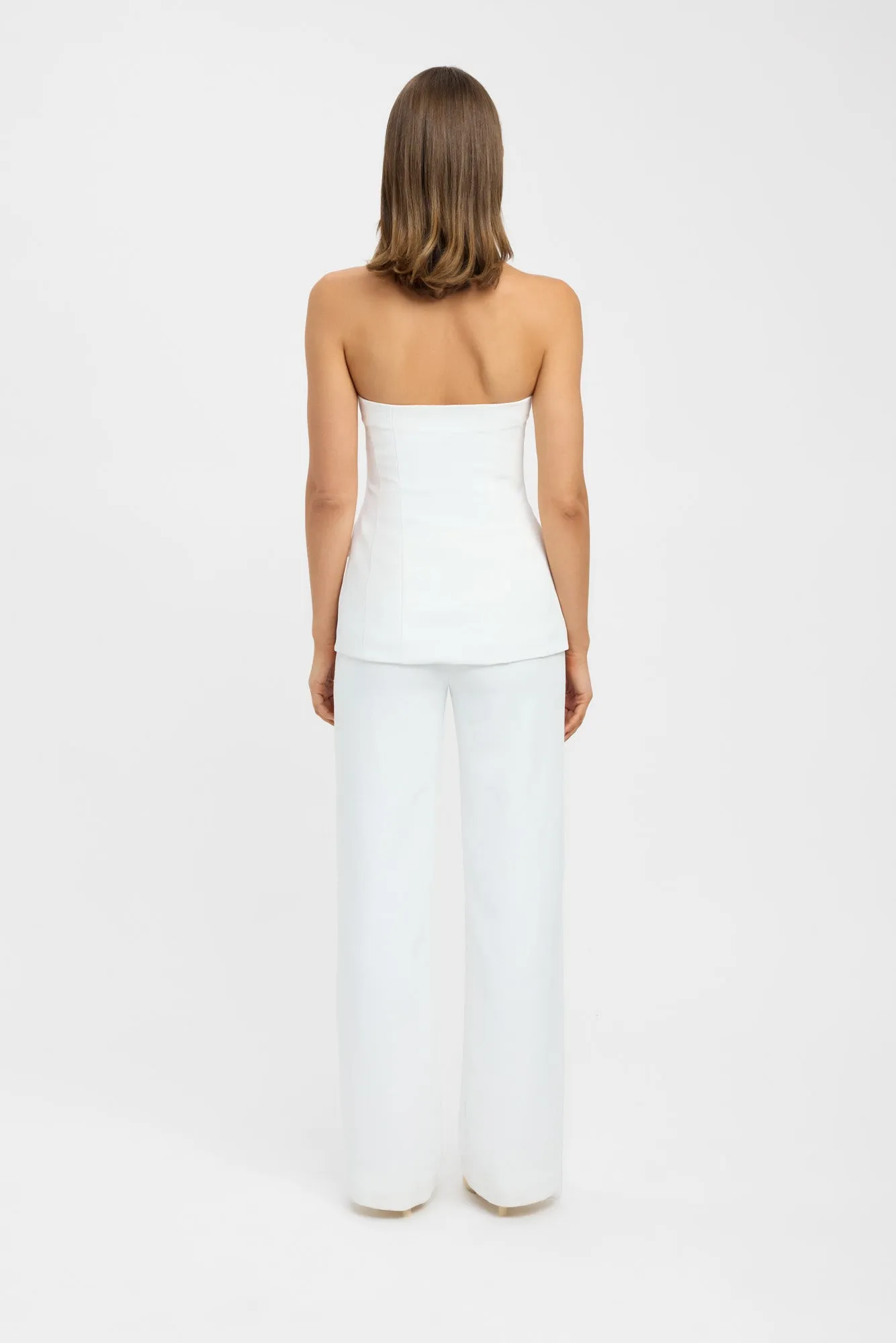 Oyster Strapless Button Top