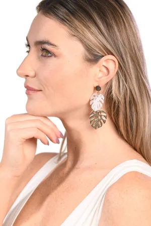 Palm Dangle Earrings / Pearl & Gold