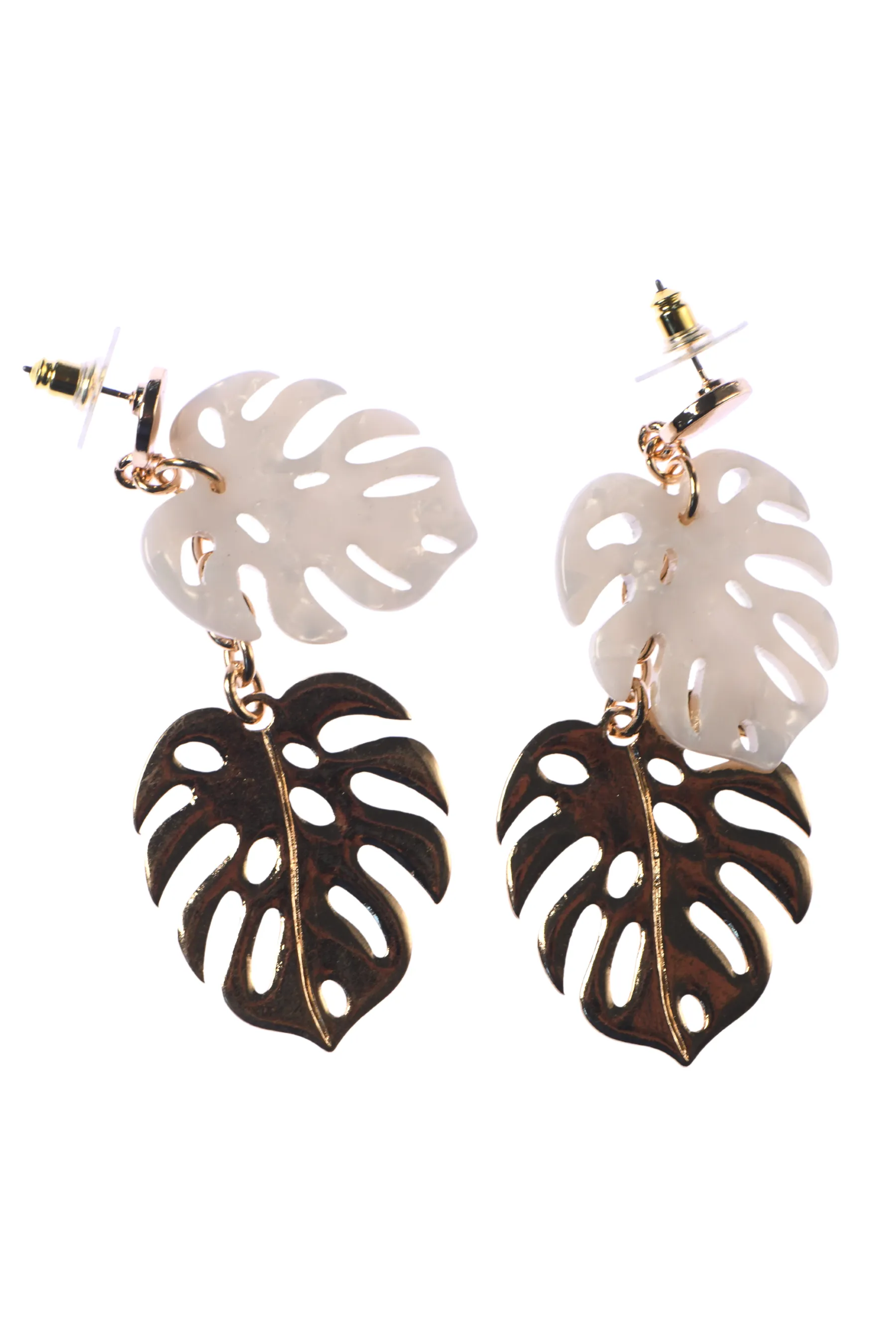 Palm Dangle Earrings / Pearl & Gold