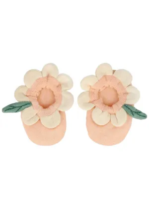 Peach Daisy Baby Booties