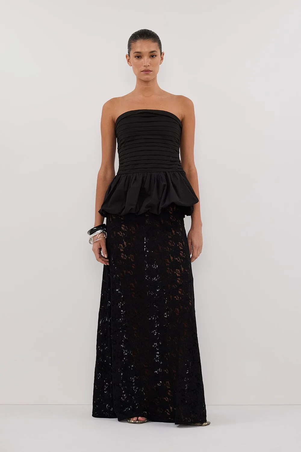 PEGGY BLACK COTTON STRAPLESS TOP