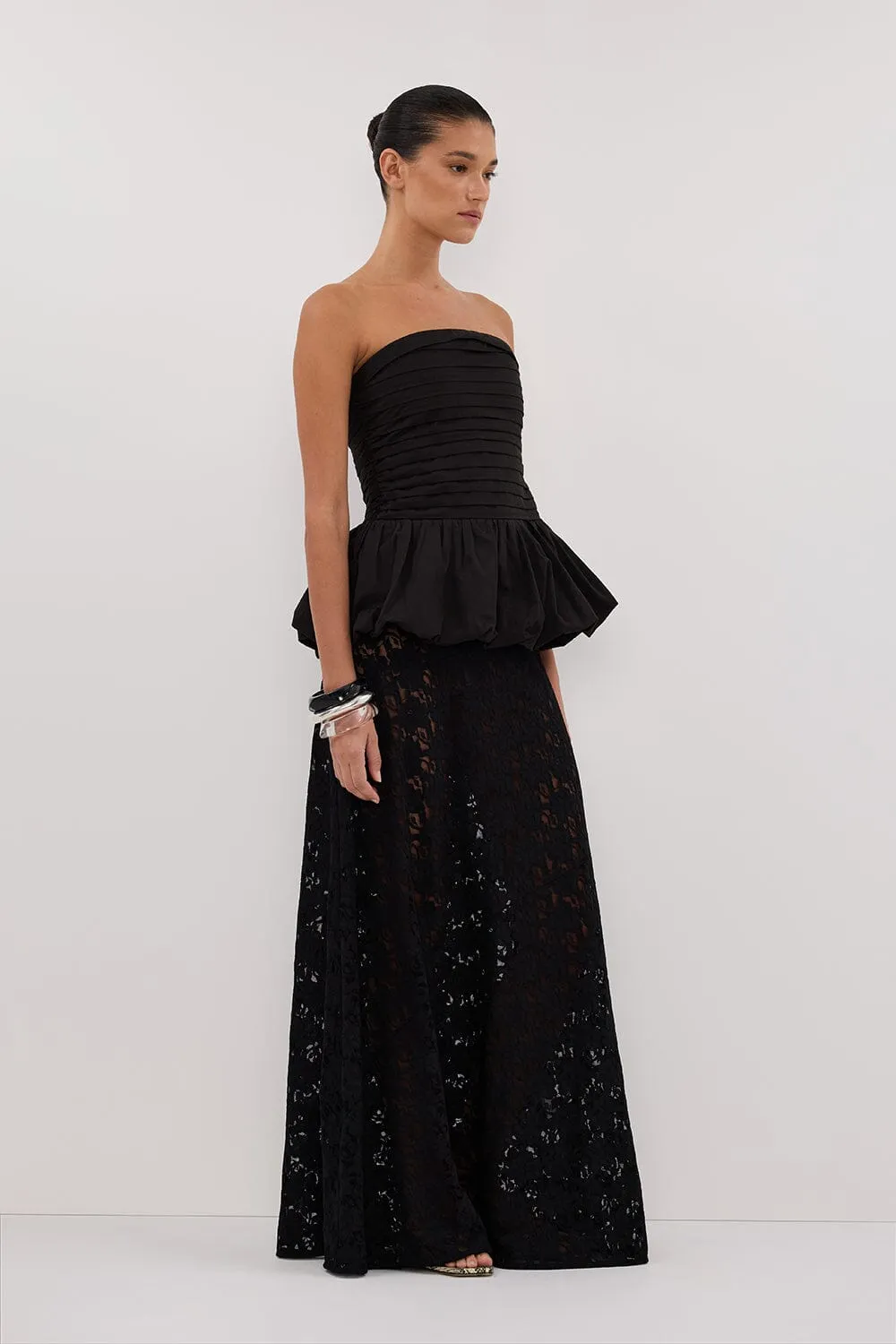 PEGGY BLACK COTTON STRAPLESS TOP