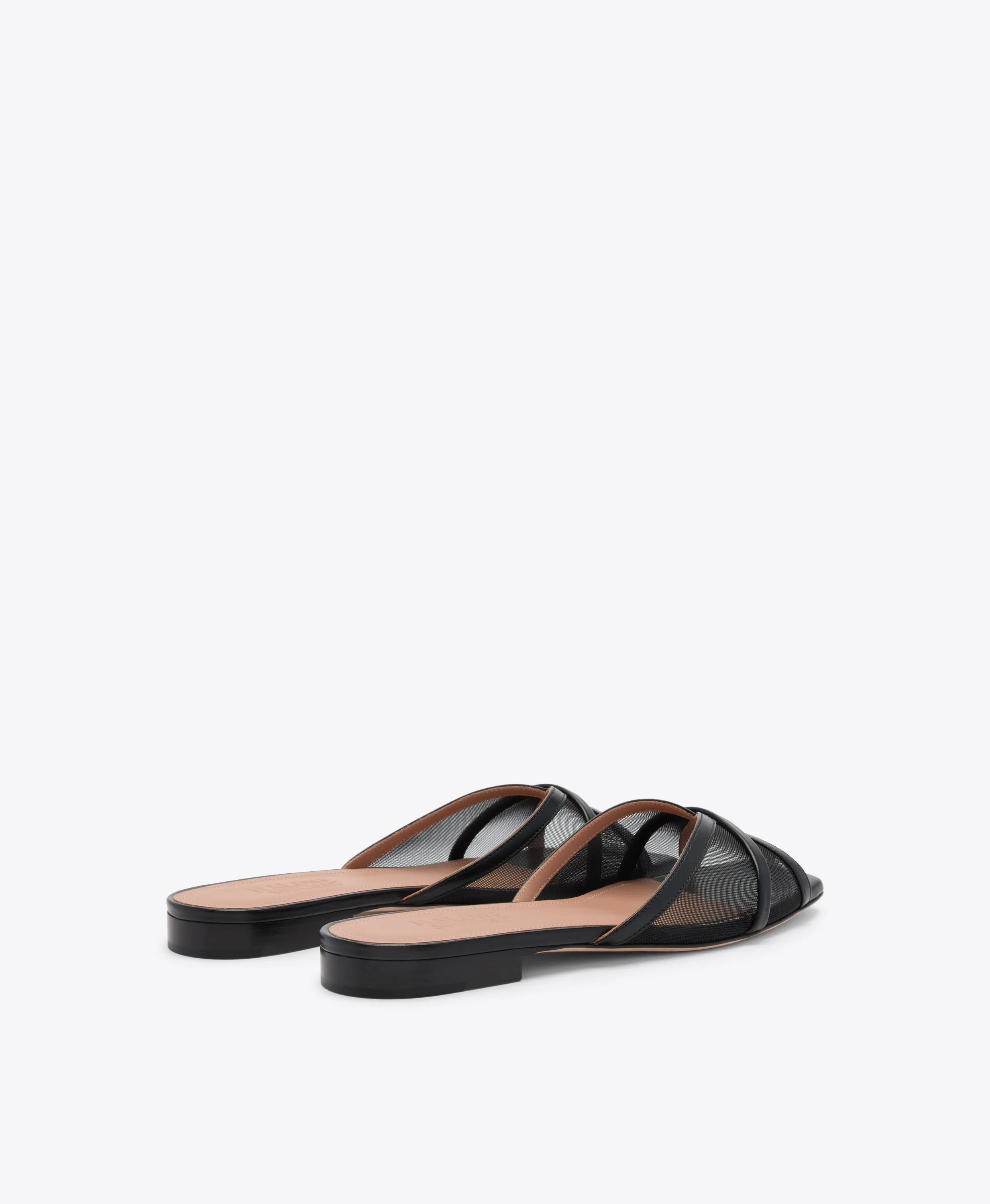 Perla Black Mesh Flat Sandals