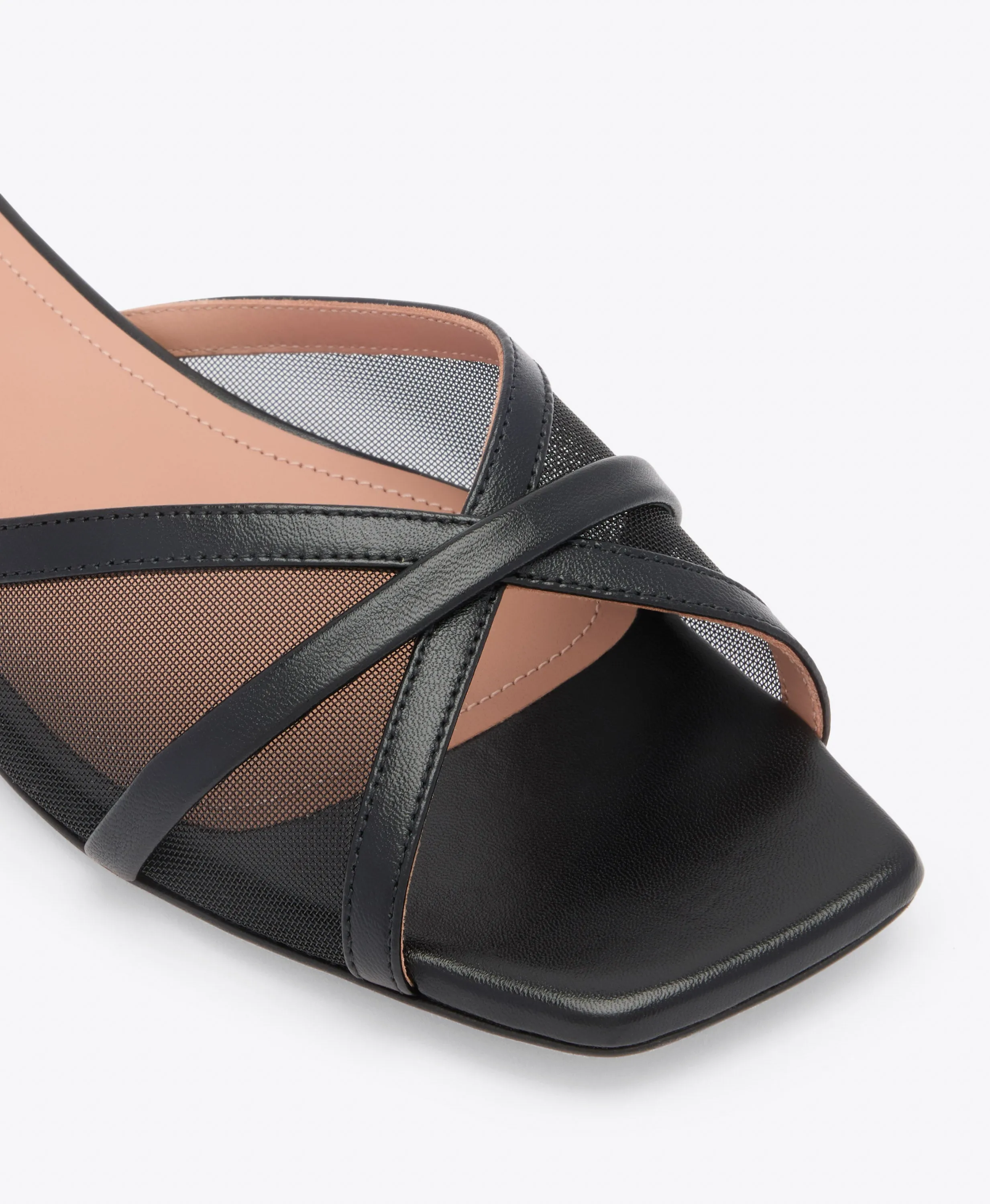 Perla Black Mesh Flat Sandals
