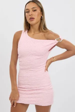 Pink Bodycon Dress Textured Mini