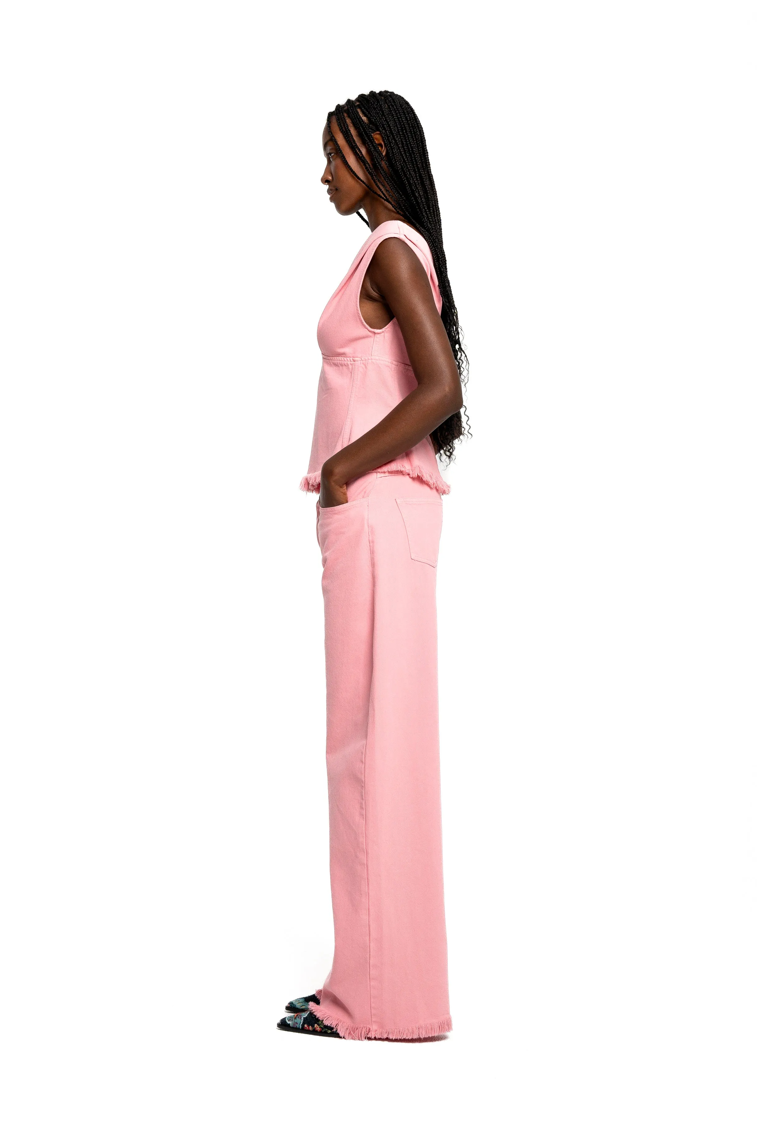 PINK DRILL BOYFRIEND TROUSERS