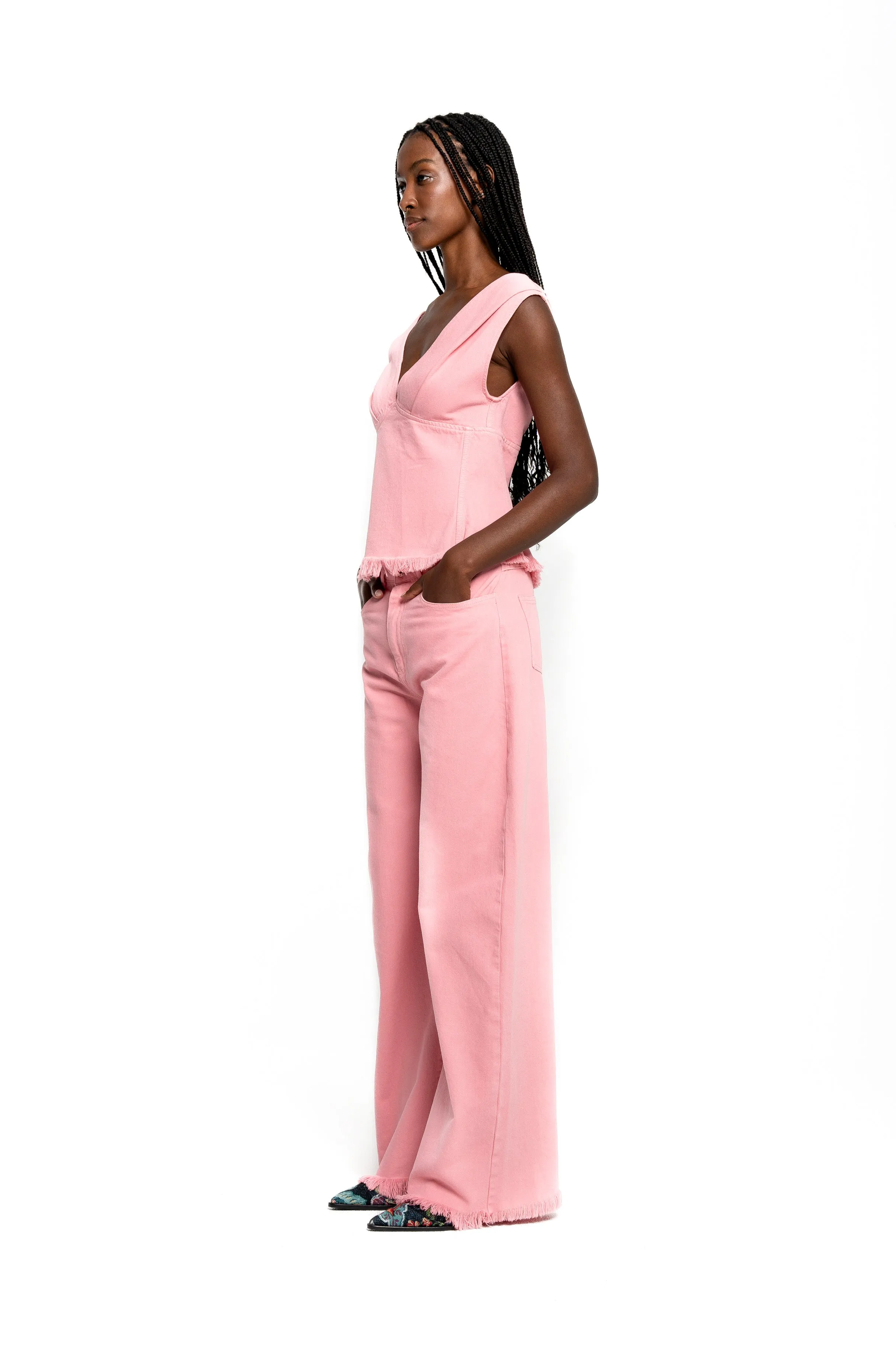 PINK DRILL BOYFRIEND TROUSERS