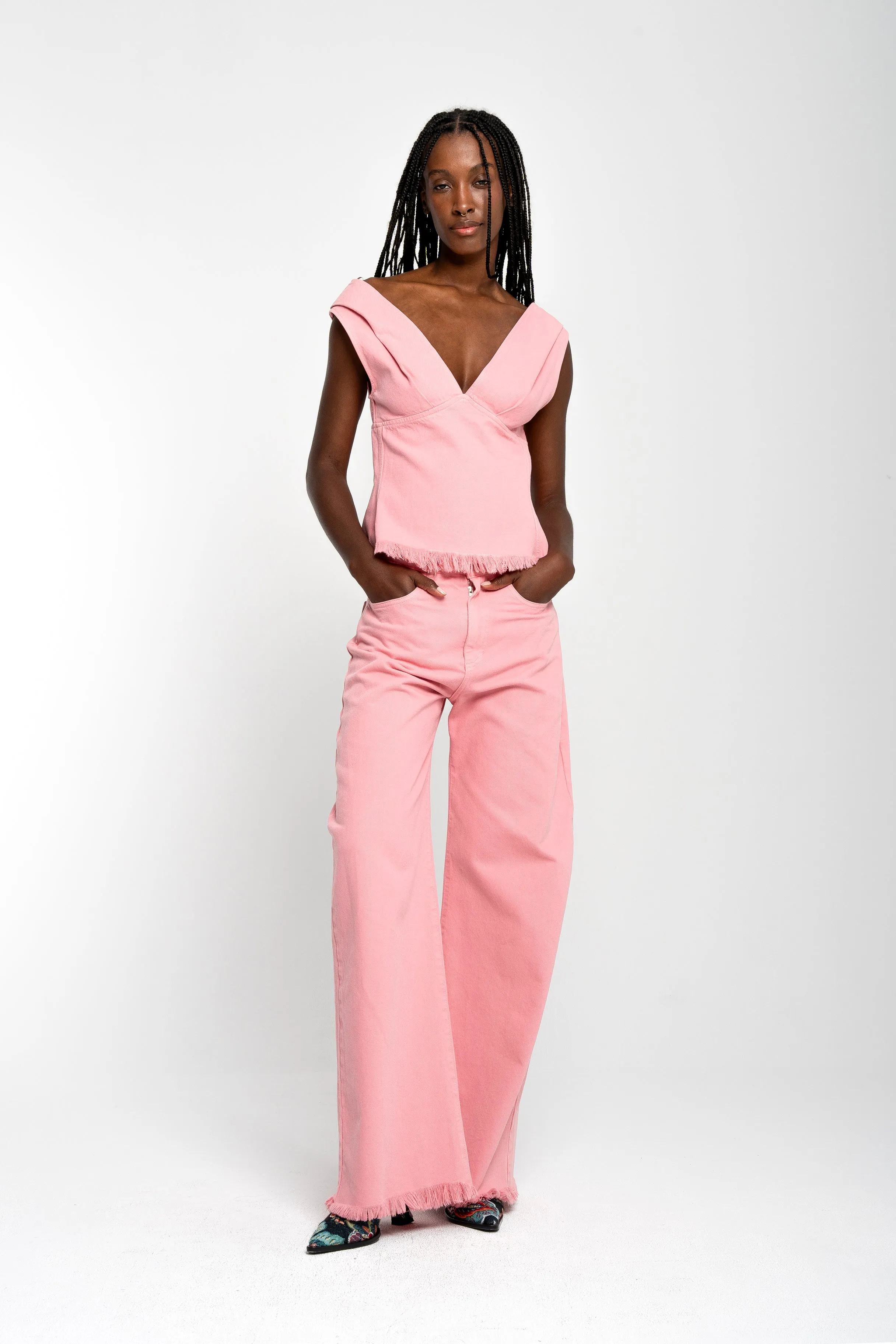 PINK DRILL BOYFRIEND TROUSERS