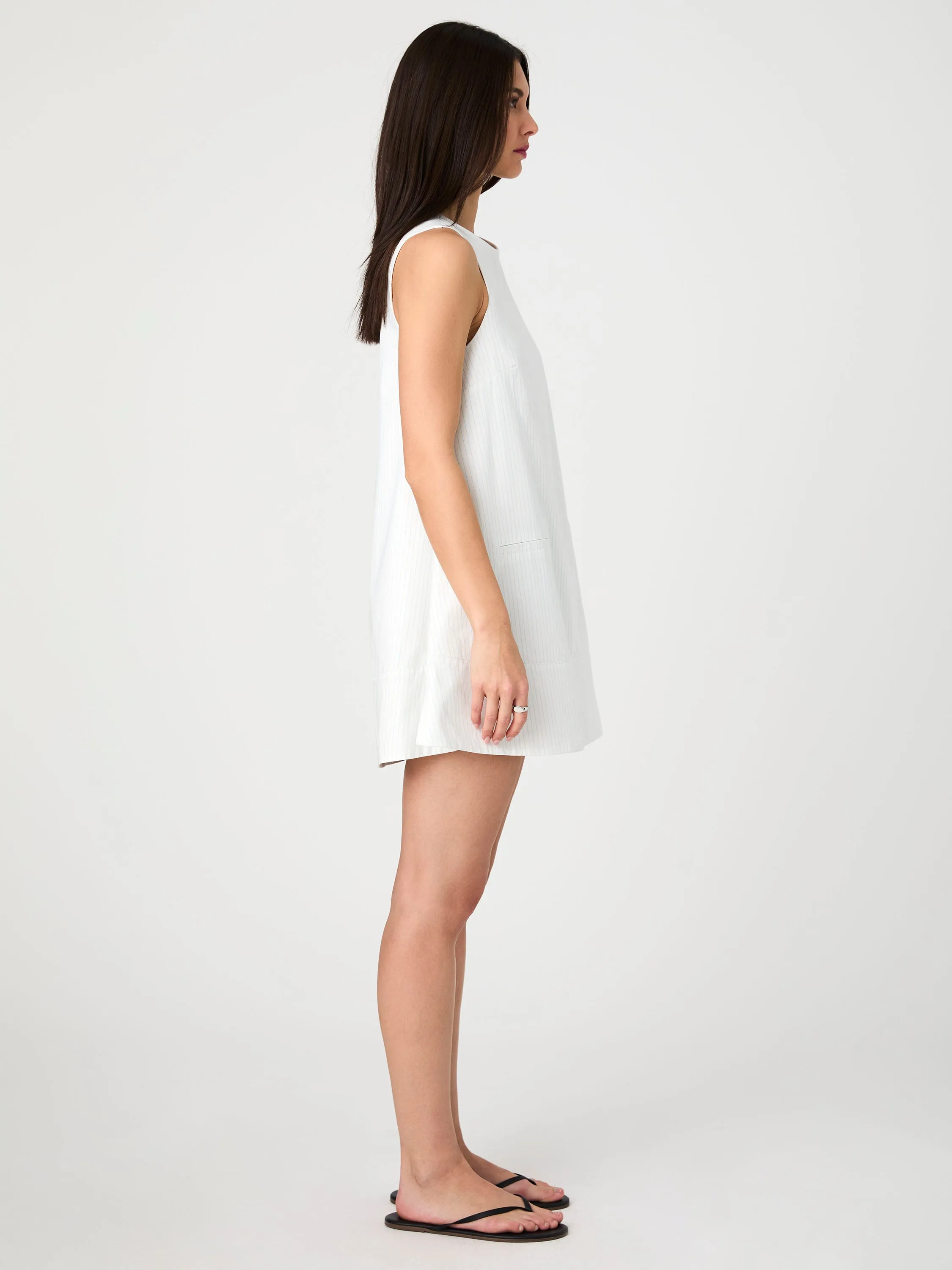 Pinstripe Sleeveless Shift Dress
