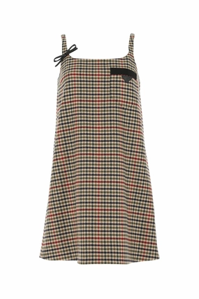 Prada Houndstooth Print Sleeveless Dress