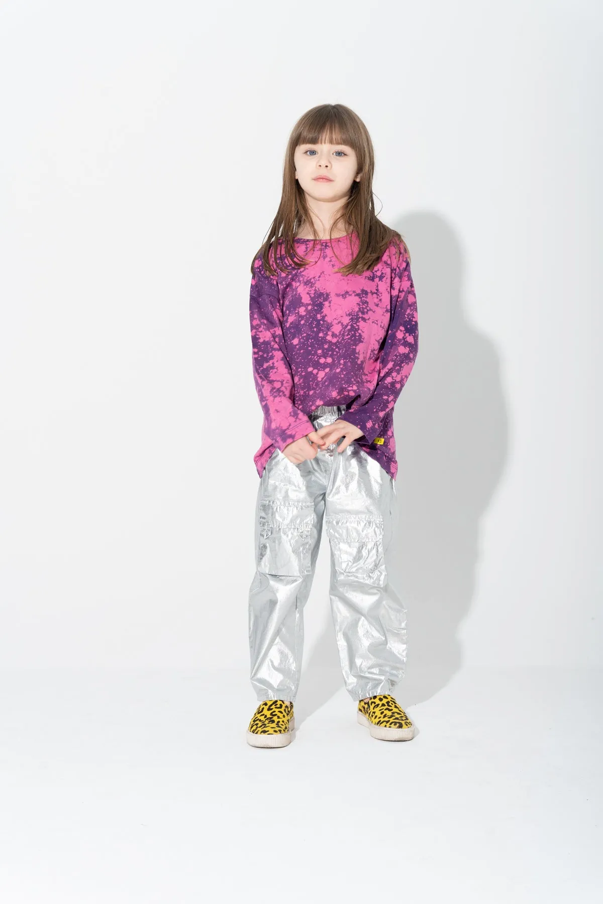 PURPLE AND PINK SPLATTERED LONG SLEEVE TOP