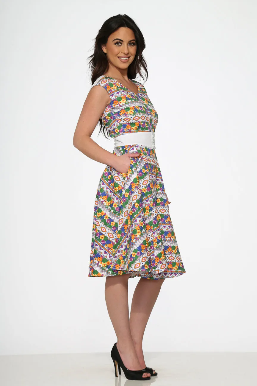 Purple Floral Swing Dress