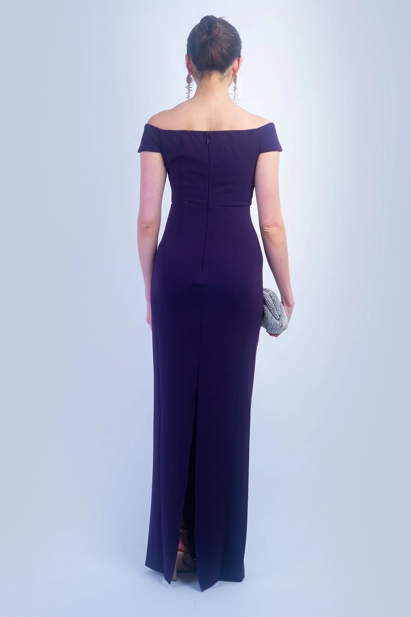 Purple Strapless U Neck Off Shoulder Gown