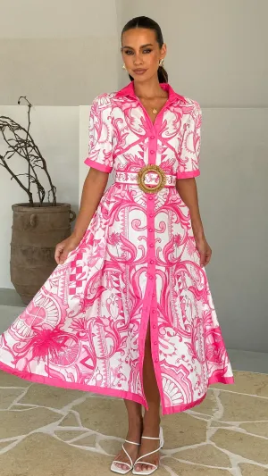 Quita Midi Dress - Pink Raspberry Jam