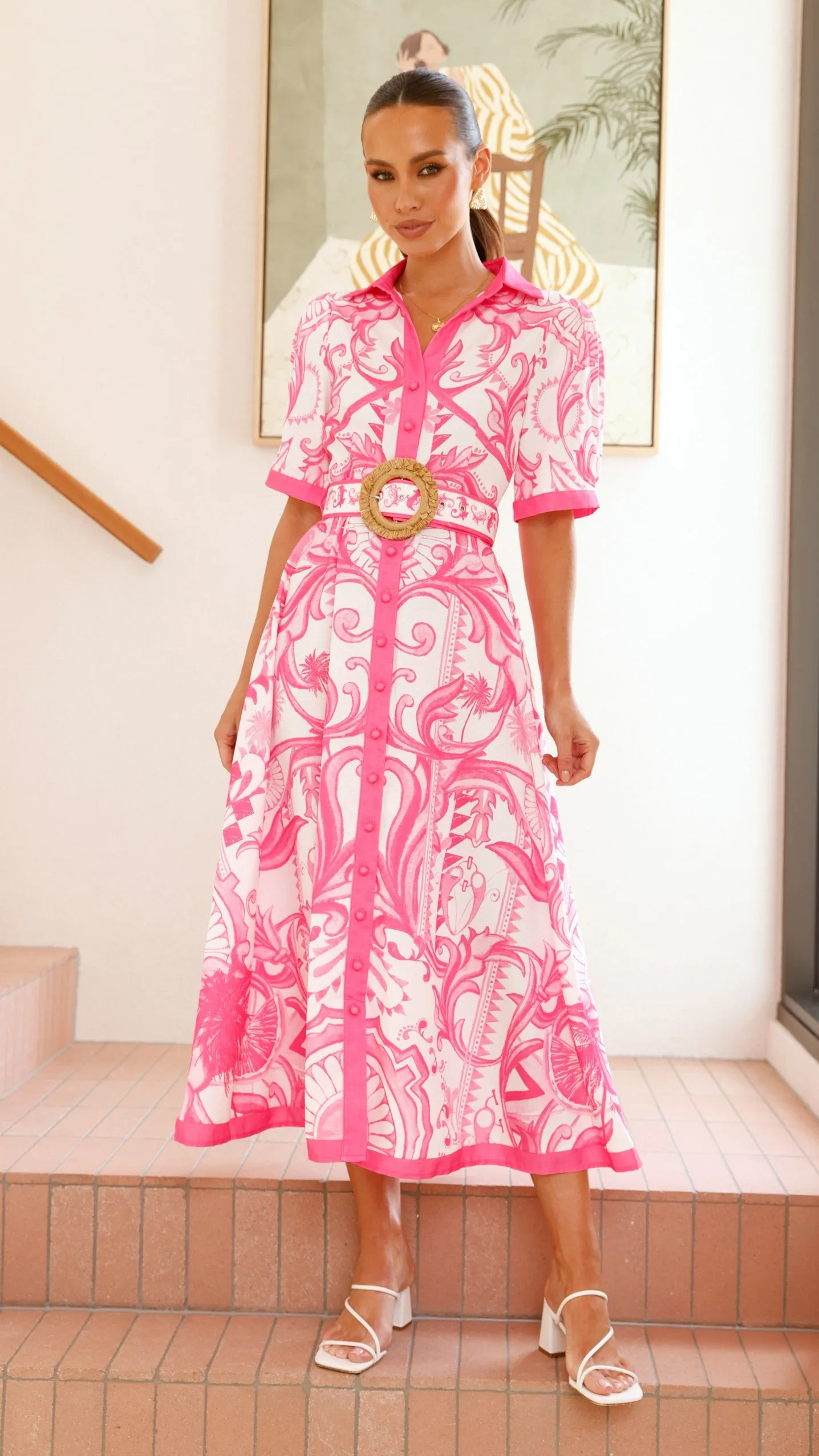 Quita Midi Dress - Pink Raspberry Jam