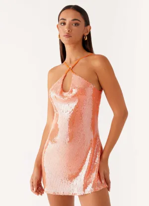 Radiant Energy Cowl Back Mini Dress - Orange