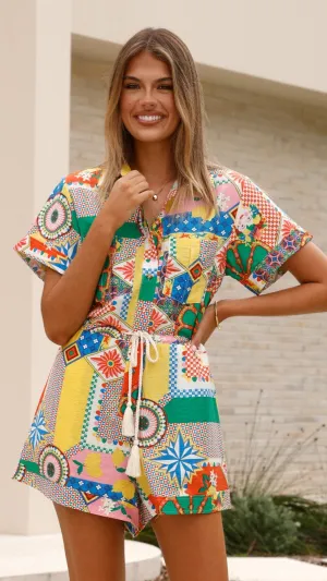 Rama Playsuit - Dazzle Print