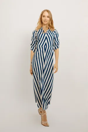 Rambagh Stripes Dress Blue