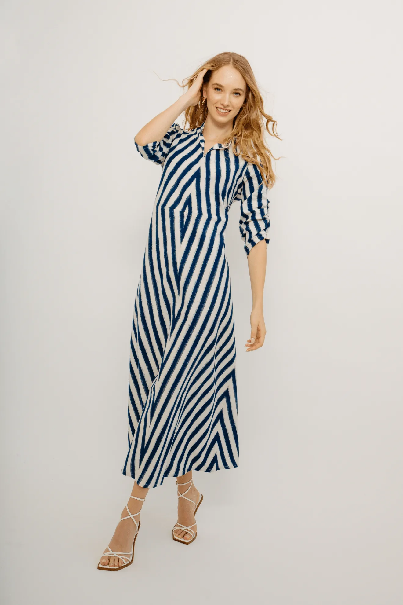 Rambagh Stripes Dress Blue