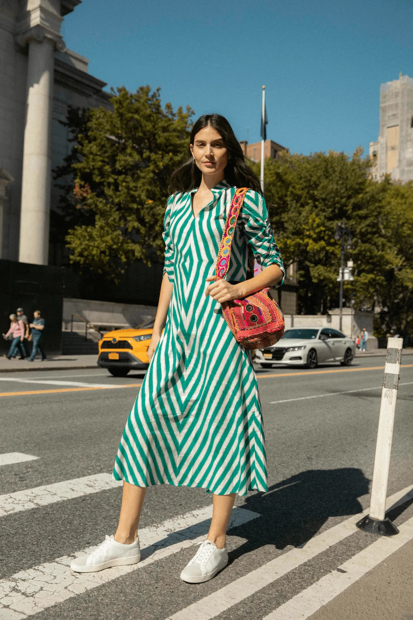 Rambagh Stripes Dress Green
