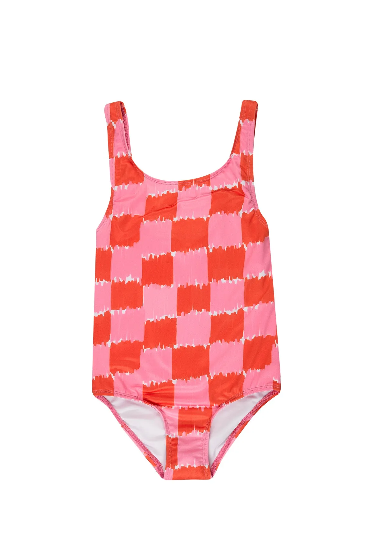 RED AND PINK GINGHAM SWIMSUIT