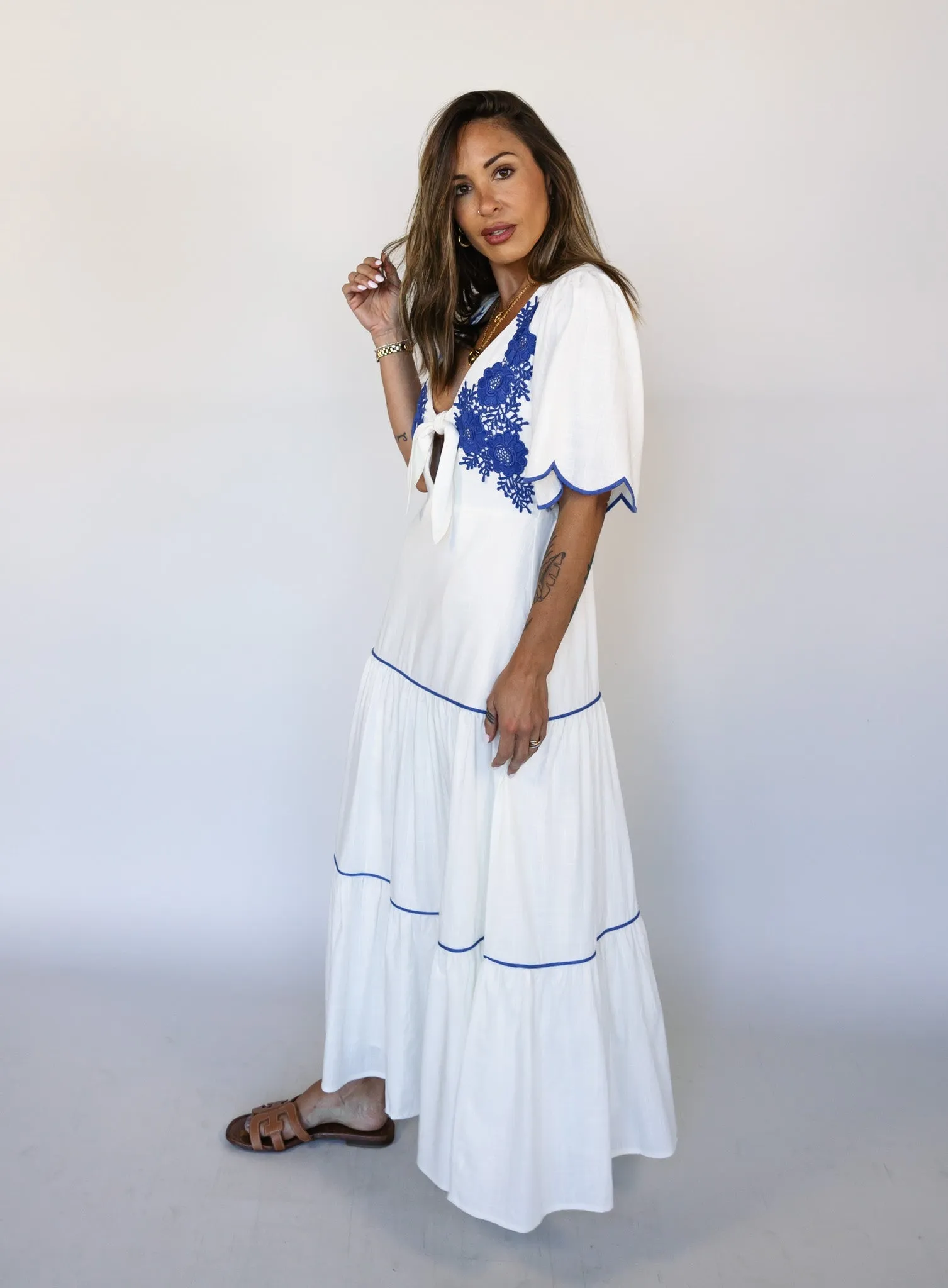 Reese Embroidered Midi Dress - Final Sale