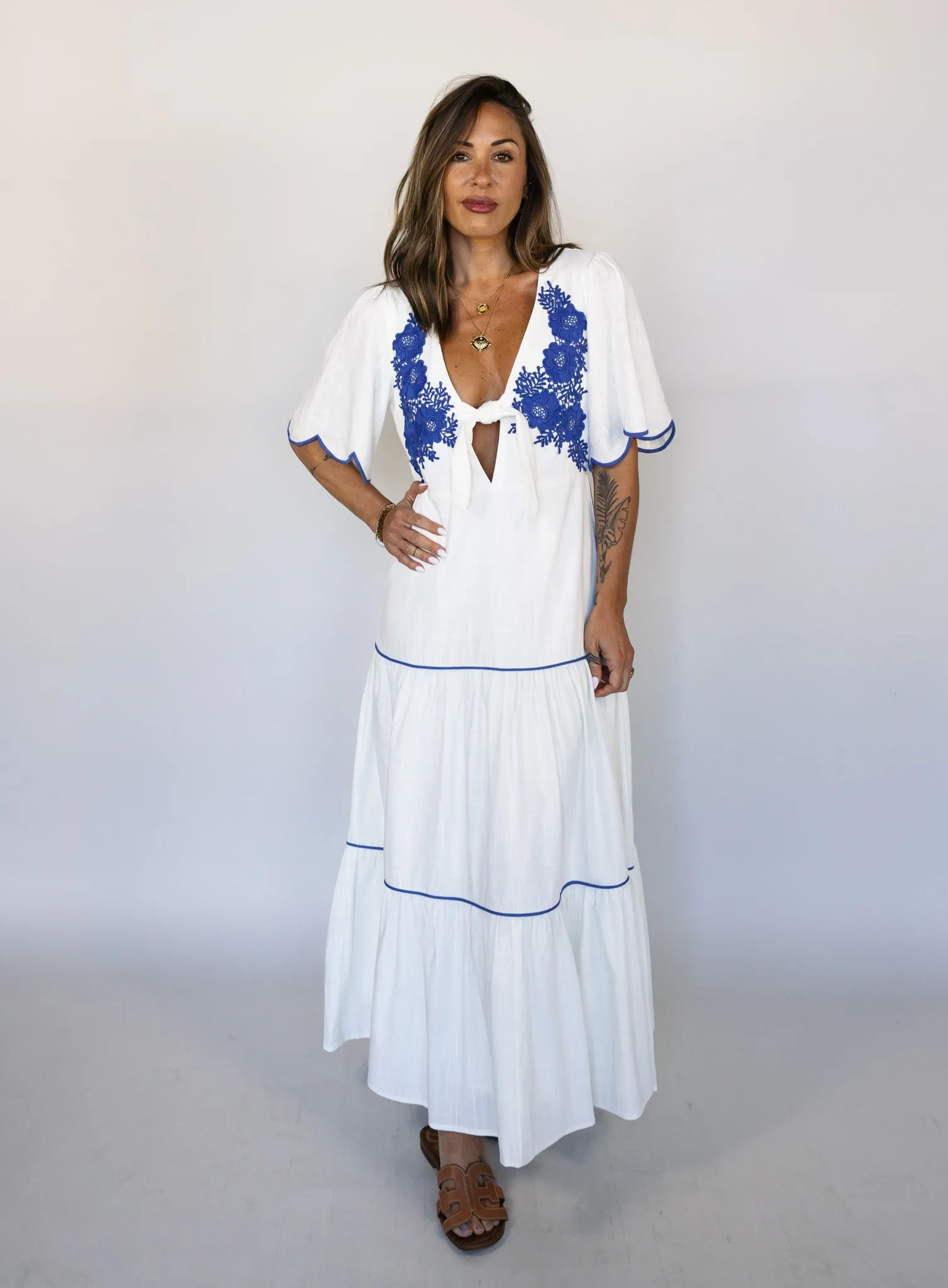 Reese Embroidered Midi Dress - Final Sale