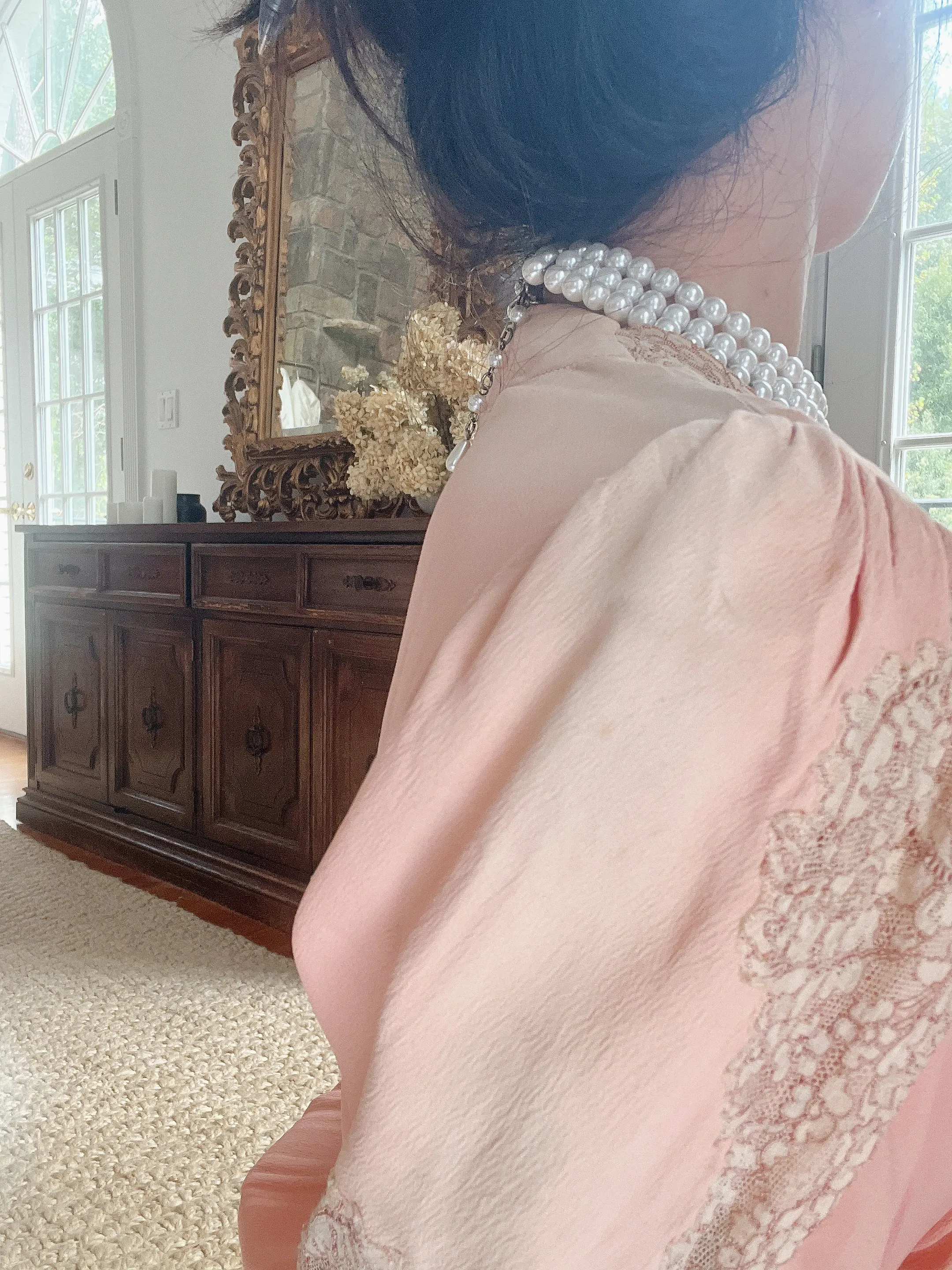 Reserved 1940s Pink Silk Crepe Dress - M/L