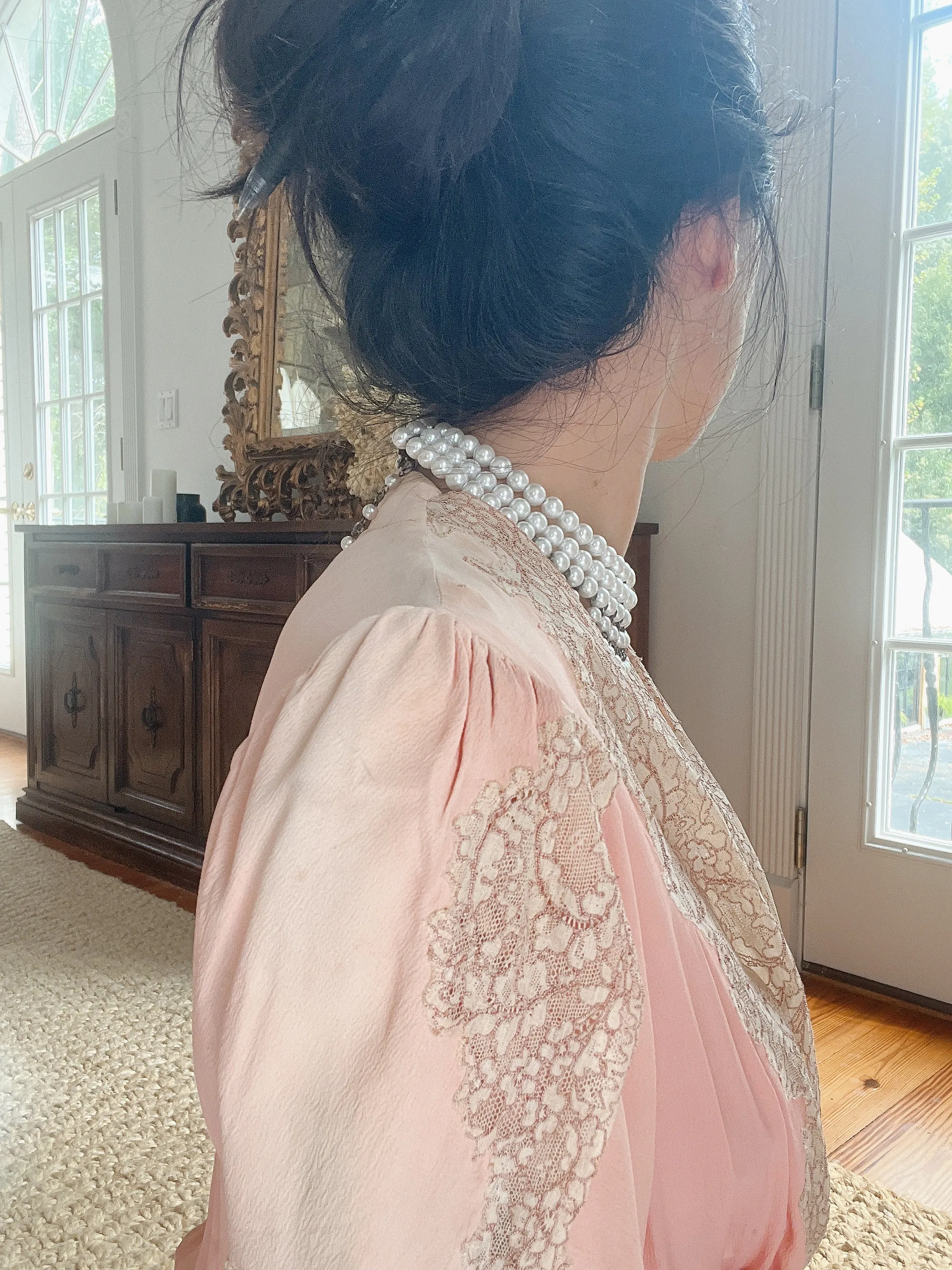 Reserved 1940s Pink Silk Crepe Dress - M/L