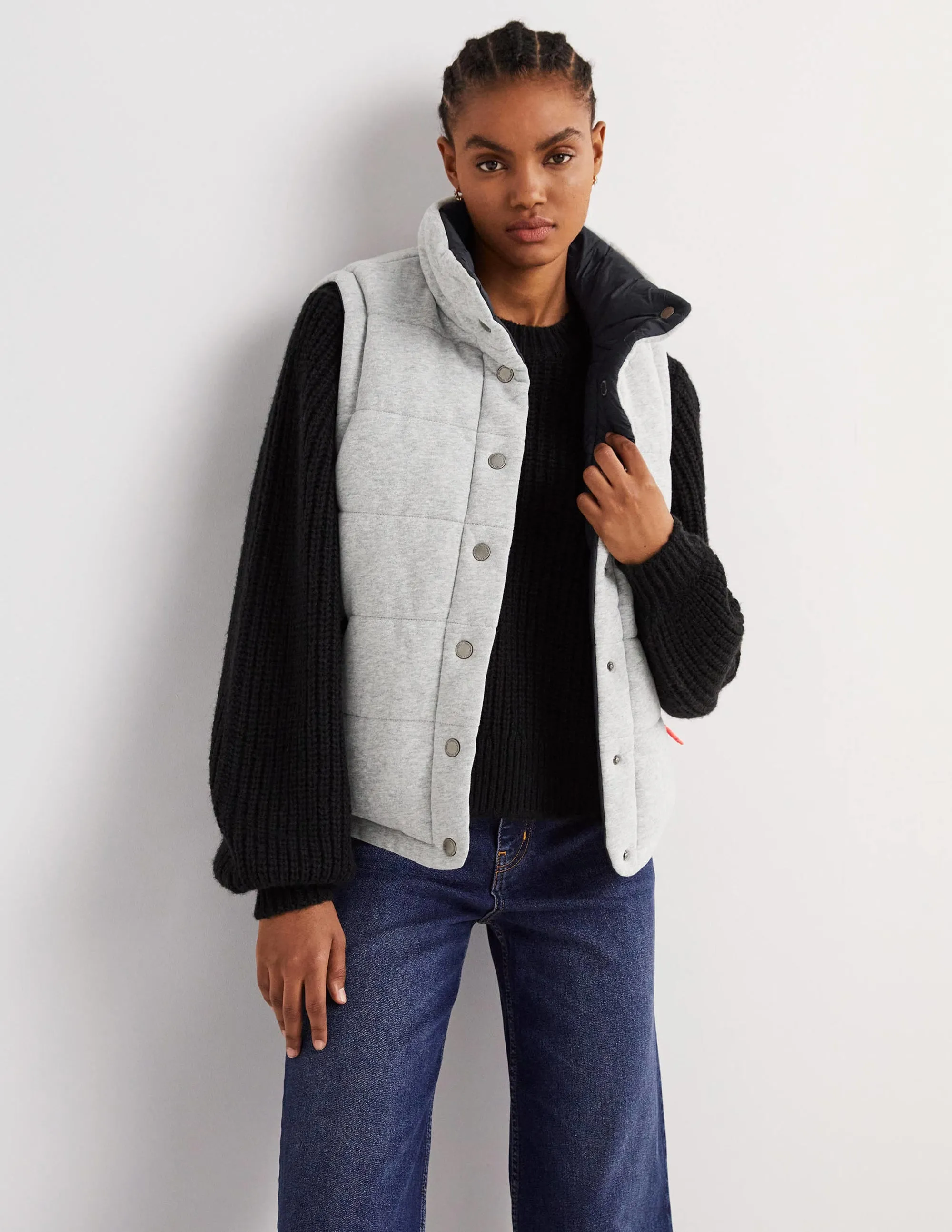 Reversible Gilet-Grey Marl with Navy