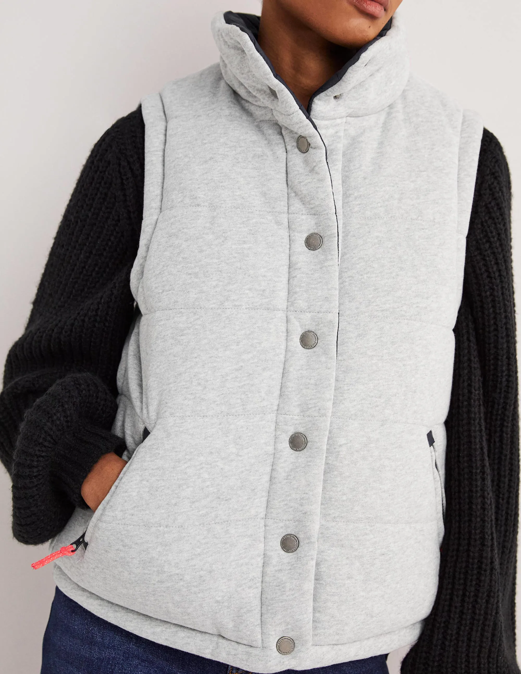 Reversible Gilet-Grey Marl with Navy