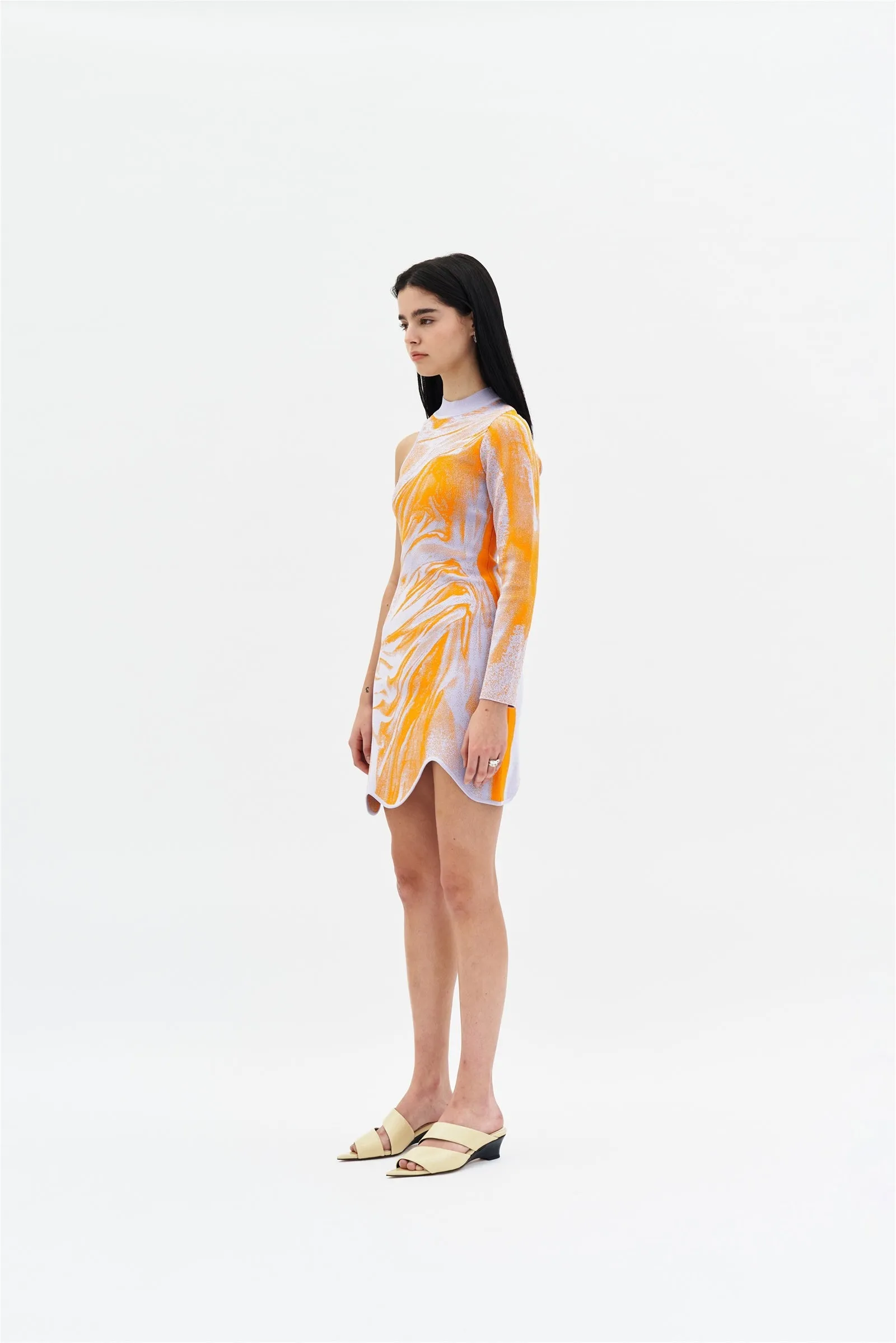 REX ONE SLEEVE WAVY DRESS