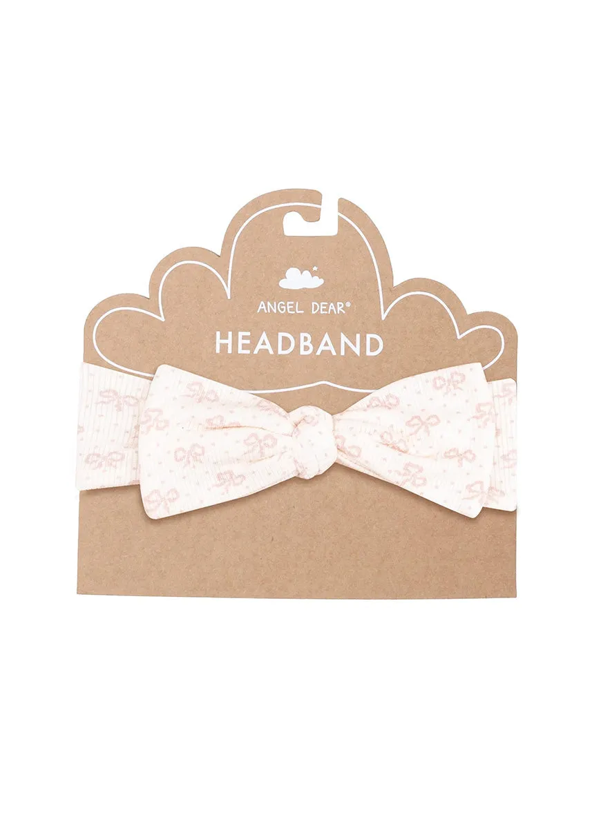 Ribbed Headband - Pink Vintage Bows