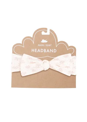 Ribbed Headband - Pink Vintage Bows